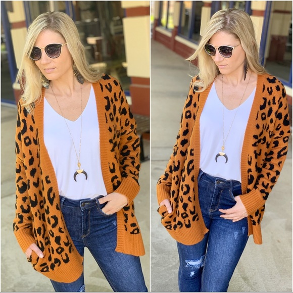 Infinity Raine Sweaters - ✨LAST ONE✨ Camel leopard print cardigan